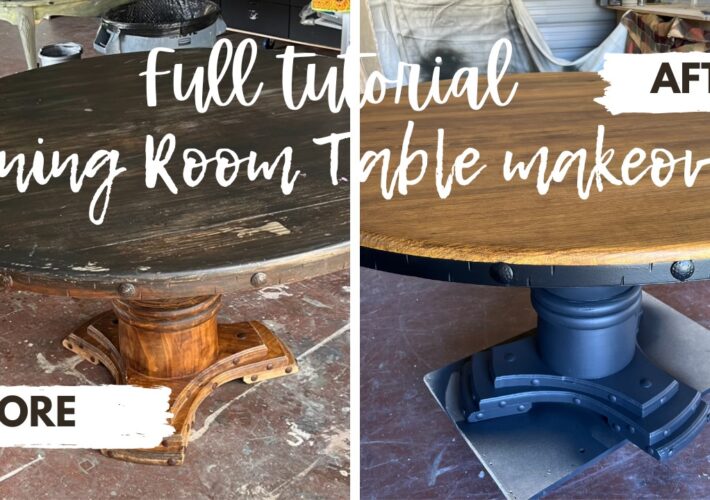 How to paint and stain a dining room table. Dining room table makeover tutorial