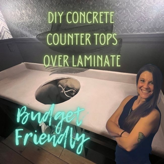 bathroom reno concrete counter tops on top of laminate cover page blog post