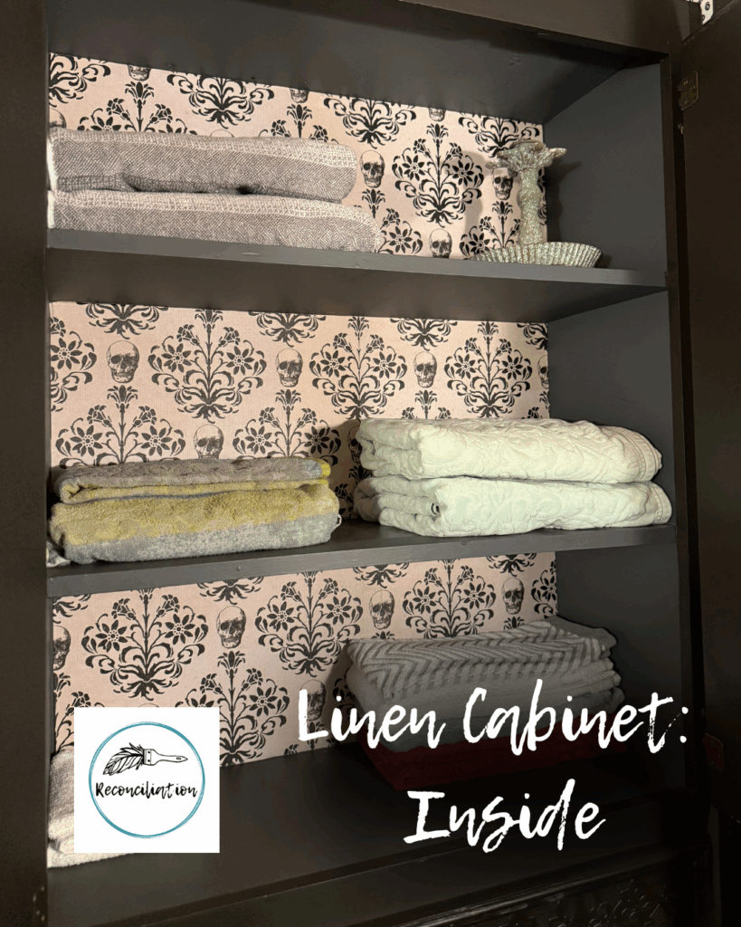 final reveal- inside linen cabinet