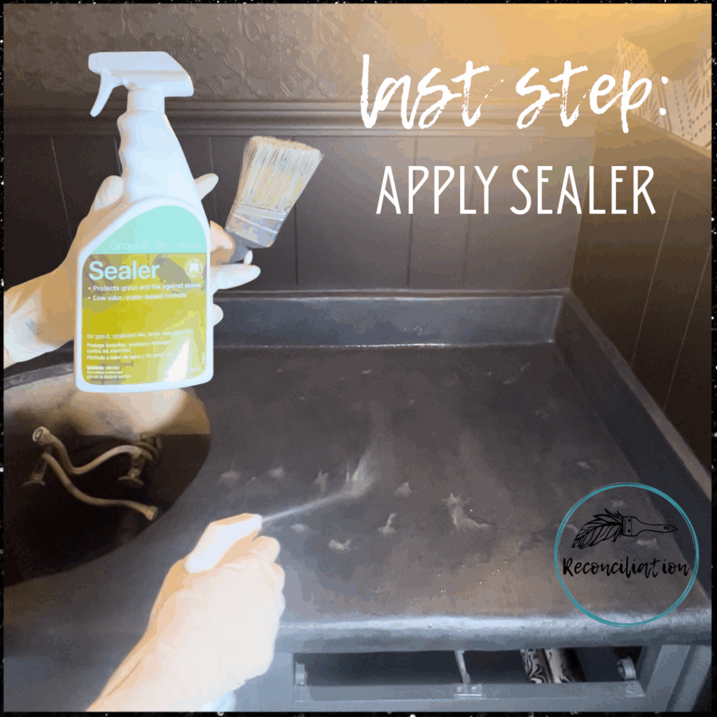 last step_ apply sealer to protect concrete countertop finish