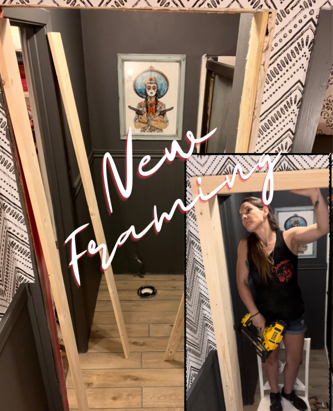 bathroom remodel part 3- new door framing