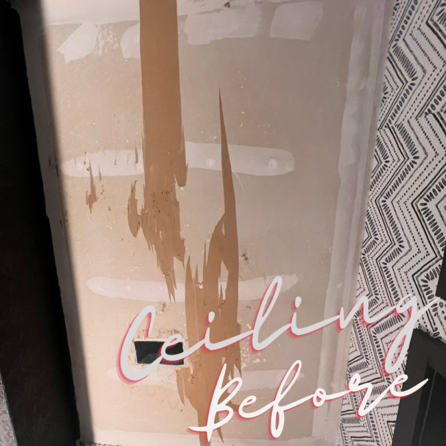 bathroom remodel part 4- ceilings after scraping popcorn ceilings