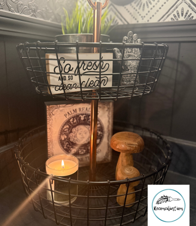 final reveal: two tier basket decor