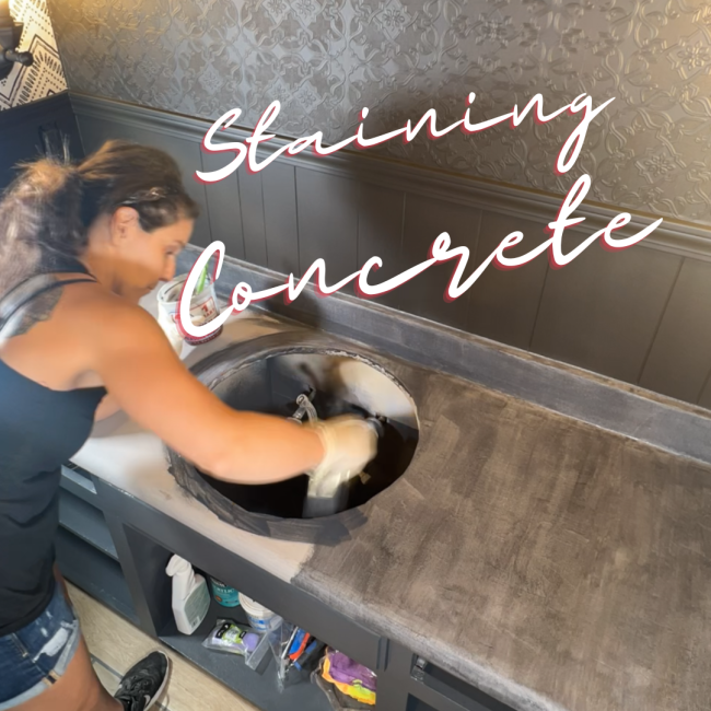 guest bathroom remodel_ part 4- staining concrete